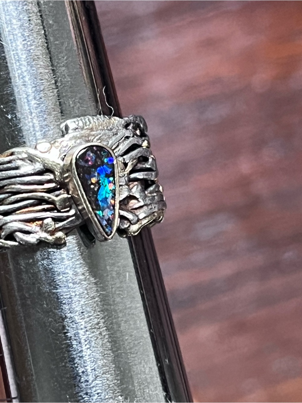 Amazing OOAK handcrafted preloved gold and sterling opal ring - Picture 3 of 15